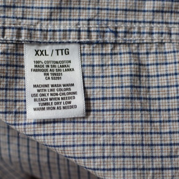 Aeropostale Men Sz XXL  Shirt Long Sleeves Plaid Pearl Blue Brown 100% Cotton - Picture 9 of 11